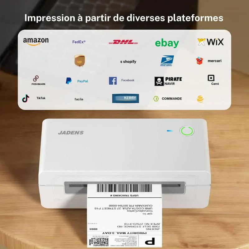 JADENS Thermo Etikettendrucker, appareil Bluetooth sans fil, 4x6, compatible avec Android, iPhone et Windows, largement utilisé pour Ebay, Amazon et Shopify. — vignette 2