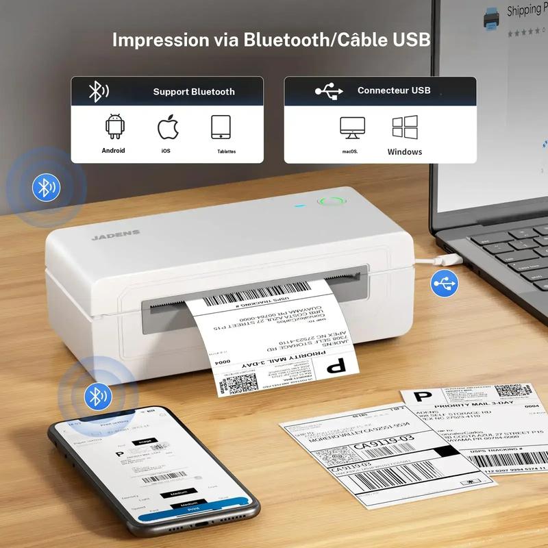 JADENS Thermo Etikettendrucker, appareil Bluetooth sans fil, 4x6, compatible avec Android, iPhone et Windows, largement utilisé pour Ebay, Amazon et Shopify. — vignette 5