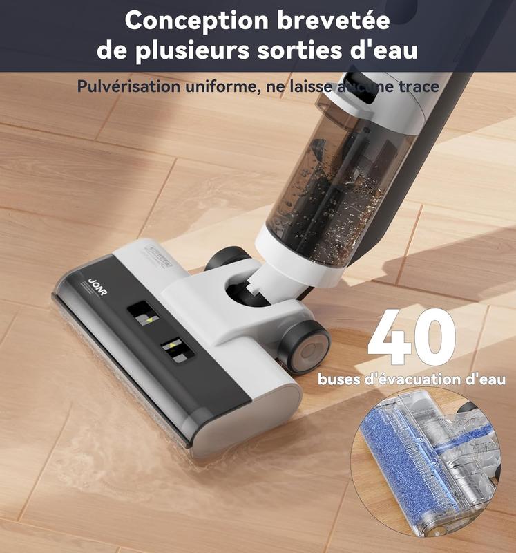 JONR Aspirateur eau et poussière sans fil ED12, balai à franges, brosse de nettoyage des bords, 6 mm, auto-nettoyant, réservoir d’eau de 850 ml, anti-enchevêtrement pour sols durs, poils d’animaux — vignette 5