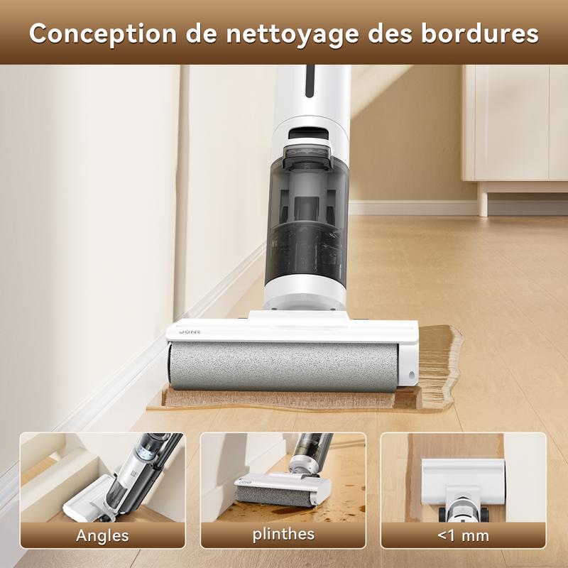 JONR aspirateur sec et humide ED12 Lite, sans fil avec batterie, nettoyage des bords de 1 mm, système Anti enchevêtrement, nettoyeur de sol léger pour sols durs, poils d'animaux — vignette 2