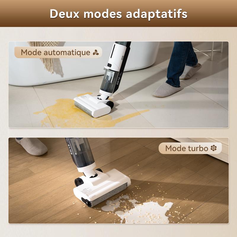 JONR aspirateur sec et humide ED12 Lite, sans fil avec batterie, nettoyage des bords de 1 mm, système Anti enchevêtrement, nettoyeur de sol léger pour sols durs, poils d'animaux — vignette 5