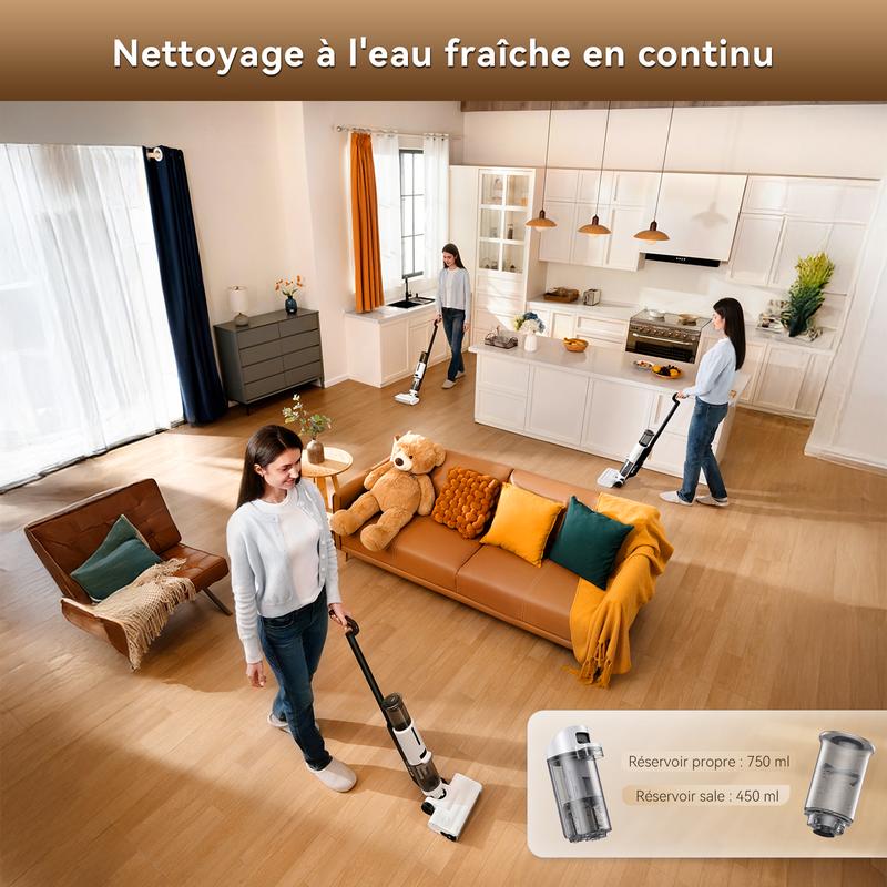 JONR aspirateur sec et humide ED12 Lite, sans fil avec batterie, nettoyage des bords de 1 mm, système Anti enchevêtrement, nettoyeur de sol léger pour sols durs, poils d'animaux — vignette 8