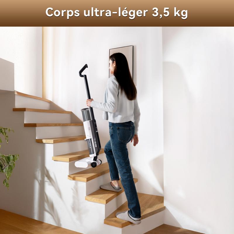 JONR aspirateur sec et humide ED12 Lite, sans fil avec batterie, nettoyage des bords de 1 mm, système Anti enchevêtrement, nettoyeur de sol léger pour sols durs, poils d'animaux — vignette 9