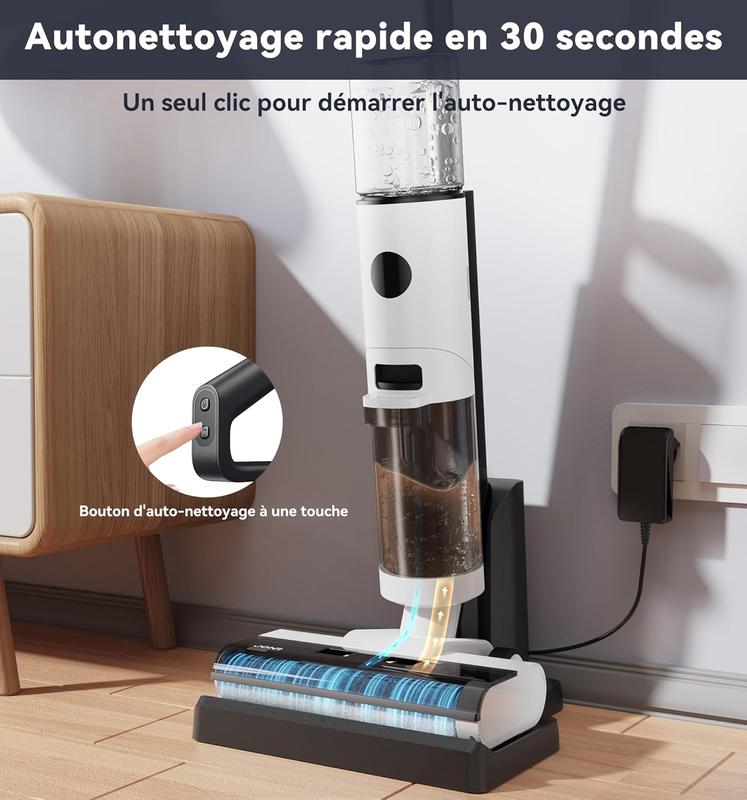 JONR ED12 aspirateur humide et sec, nettoyeur de sol sans fil autonettoyant, aspirateur vadrouille léger pour sols durs, poils d'animaux, restes de nourriture nettoyage complet sans sortie — vignette 4