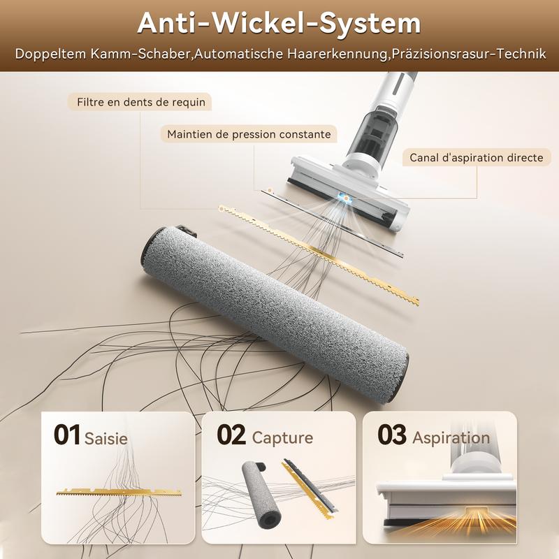 JONR ED12 Lite aspirateur eau et poussière aspirateur sans fil avec nettoyage des bords à 1 mm système anti nouage pour sols durs et poils d’animaux — vignette 4