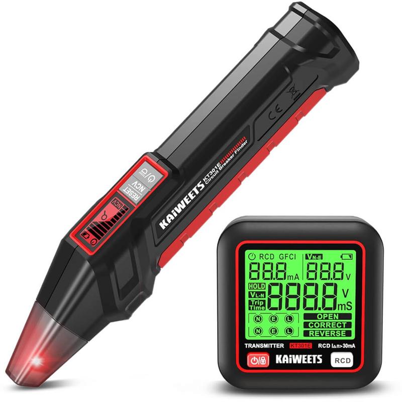 KAIWEETS Localisateur de Disjoncteurs avec Écran LCD 2,2", Testeur de Prise avec Test RCD, Détection de Tension NCV et Lampe Torche LED pour Électriciens et Particuliers