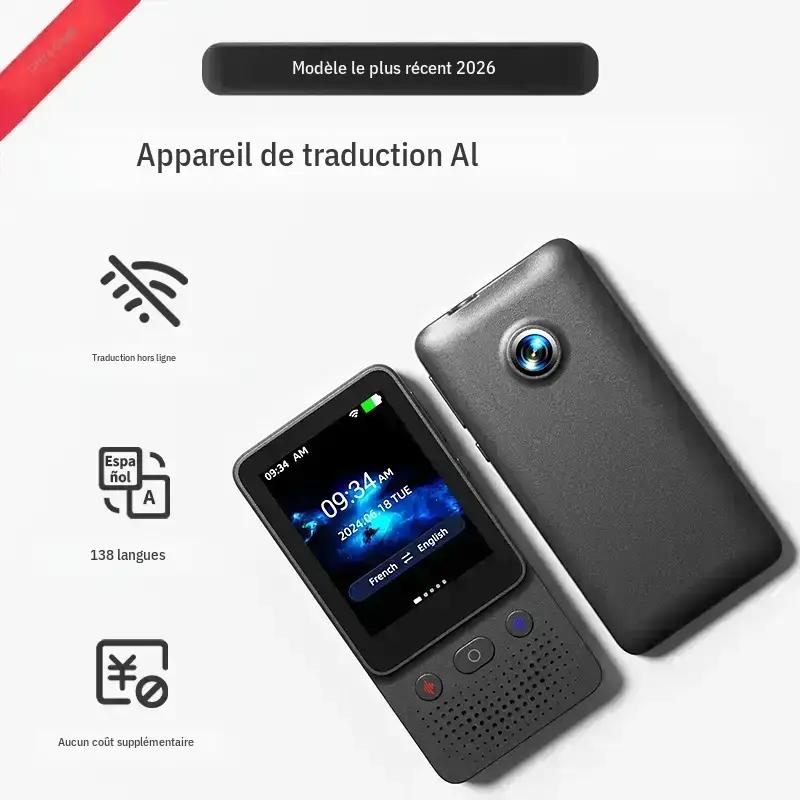 KI Traducteur vocal | 138 langues, traduction en temps réel de la parole et des photos | Mode hors ligne & écran tactile | Parfait pour les voyages et les affaires