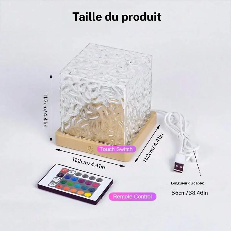 Lampe de table projecteur de vagues USB, 16 couleurs RGB avec télécommande et contrôle tactile, effet de vagues océaniques et d’aurores boréales, lumière ambiante réglable, veilleuse à base acrylique pour chambre et salon #TOP PICKS — vignette 2