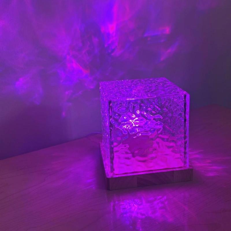 Lampe de table projecteur de vagues USB, 16 couleurs RGB avec télécommande et contrôle tactile, effet de vagues océaniques et d’aurores boréales, lumière ambiante réglable, veilleuse à base acrylique pour chambre et salon #TOP PICKS — vignette 5