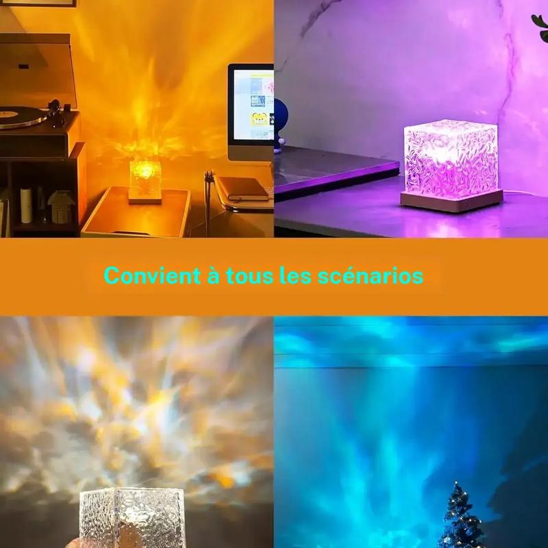 Lampe de table projecteur de vagues USB, 16 couleurs RGB avec télécommande et contrôle tactile, effet de vagues océaniques et d’aurores boréales, lumière ambiante réglable, veilleuse à base acrylique pour chambre et salon #TOP PICKS — vignette 9