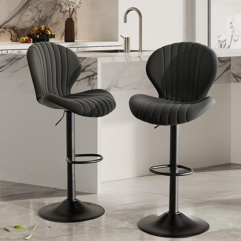 Lot de 2 tabourets de bar modernes pivotants, tabouret à dossier haut, montage facile en 3 à 5 minutes pour bar, cuisine, salle à manger, beige — vignette 3