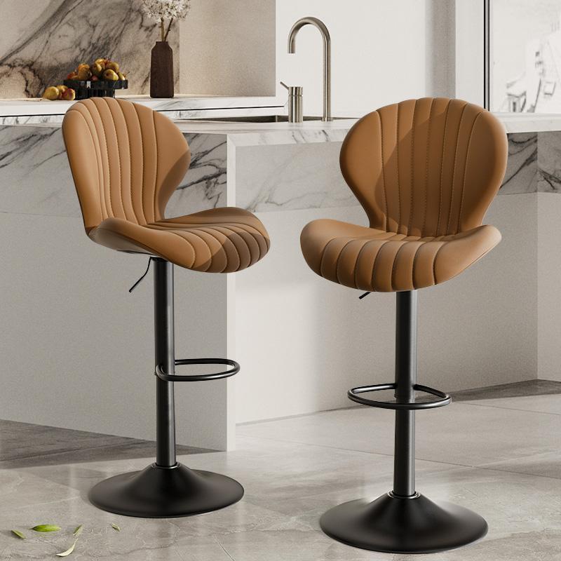 Lot de 2 tabourets de bar modernes pivotants, tabouret à dossier haut, montage facile en 3 à 5 minutes pour bar, cuisine, salle à manger, beige — vignette 4