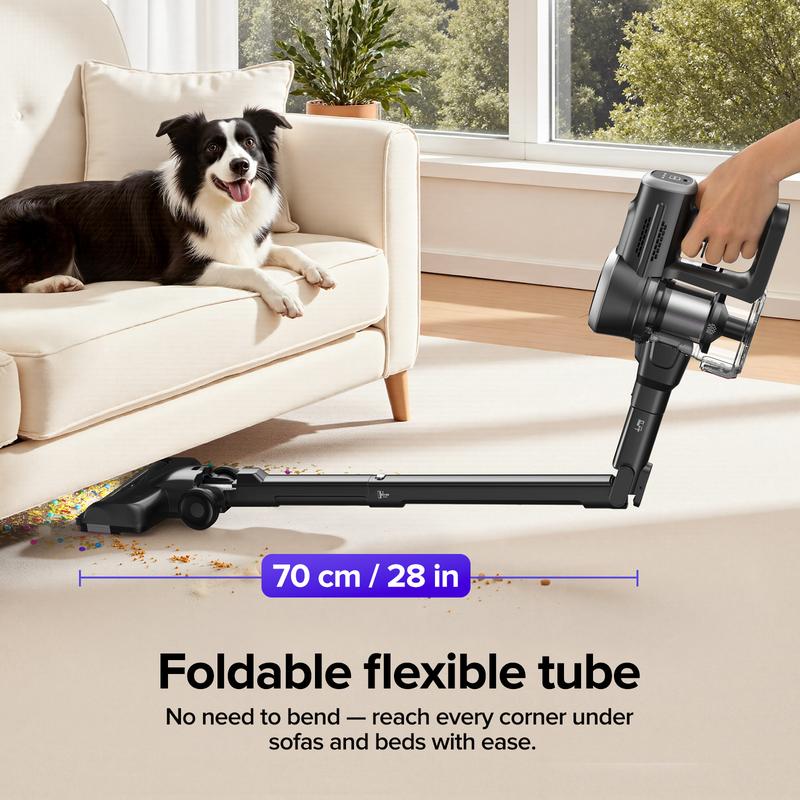 Lubluelu Aspirateur balai sans fil 500 W / 45 000 Pa, jusqu’à 50 min d’autonomie, écran LED intelligent, design autoportant et pliable, brosse anti-emmêlement pour tapis, sols durs et poils d’animaux — vignette 3