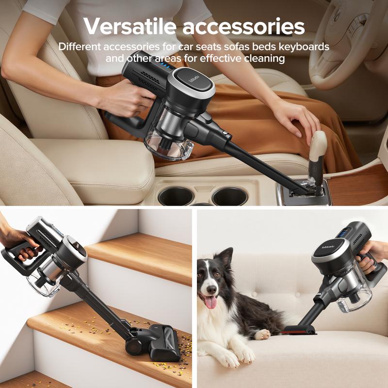 Lubluelu Aspirateur balai sans fil 500 W / 45 000 Pa, jusqu’à 50 min d’autonomie, écran LED intelligent, design autoportant et pliable, brosse anti-emmêlement pour tapis, sols durs et poils d’animaux — vignette 6