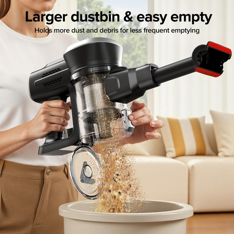 Lubluelu Aspirateur balai sans fil 500 W / 45 000 Pa, jusqu’à 50 min d’autonomie, écran LED intelligent, design autoportant et pliable, brosse anti-emmêlement pour tapis, sols durs et poils d’animaux — vignette 8