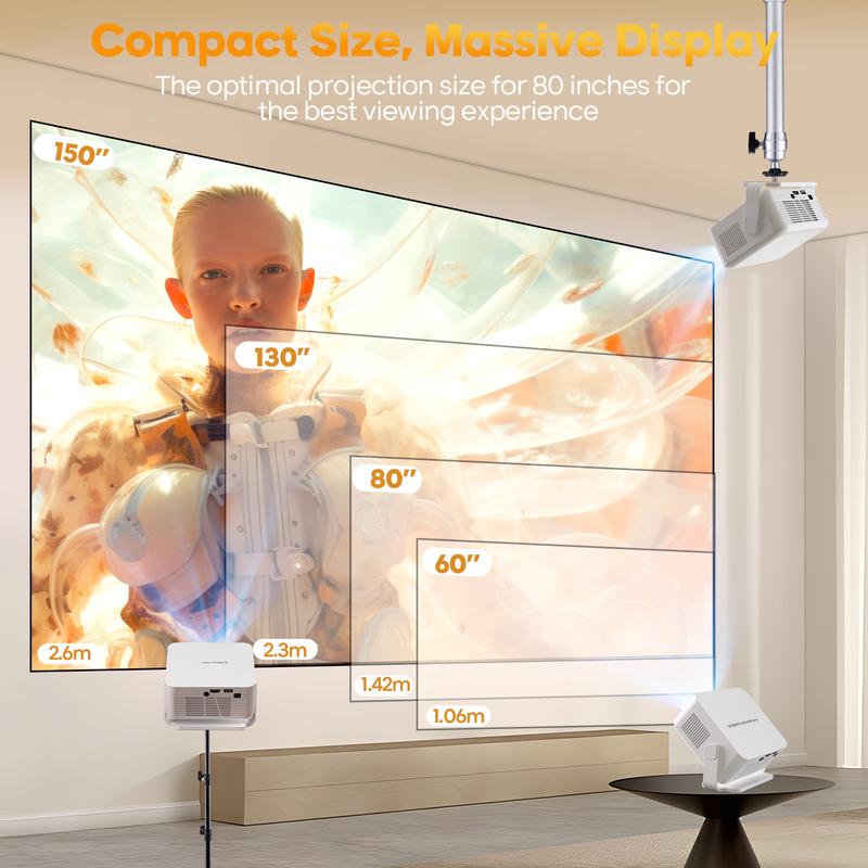 Magcubic Autofocus HY300MAX Projecteur 8K décodage HD 400ANSI Android 14 Allwinner H726 Rapport de projection 0,8 : 1 double WiFi6 BT5,4 clé de voûte automatique HDR/ HDR10+/ HLG haut parleur intégré Portable Mini home cinéma — vignette 7