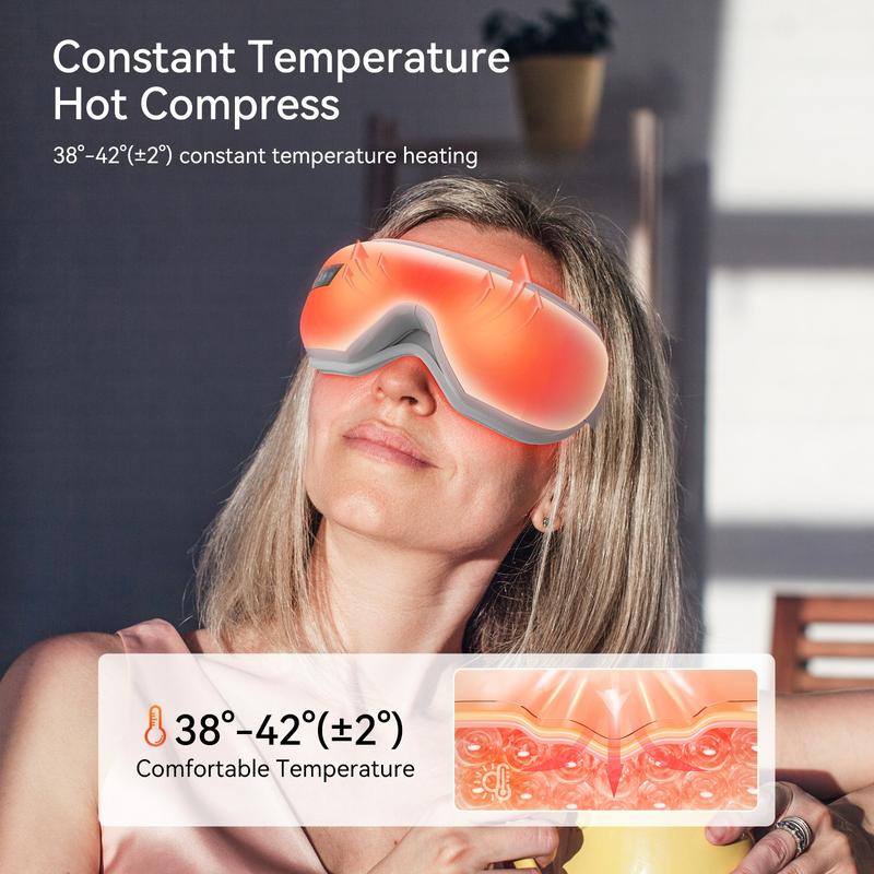 Masque Oculaire Massant avec Chaleur et Bluetooth,4 Modes de Massage,Design Pliable — vignette 7