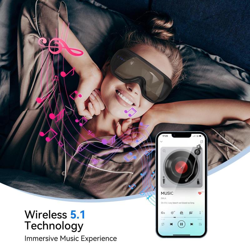 Masque Oculaire Massant avec Chaleur et Bluetooth,4 Modes de Massage,Design Pliable — vignette 8