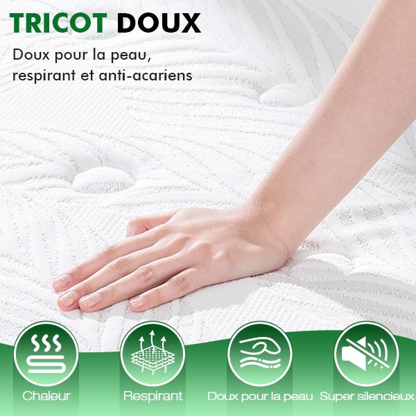 Matelas HOMAVO, matelas à ressorts ensachés, niveau de fermeté H3, fermeté moyenne, matelas 7 zones avec mousse confort premium, adapté aux enfants et aux adultes. — vignette 7