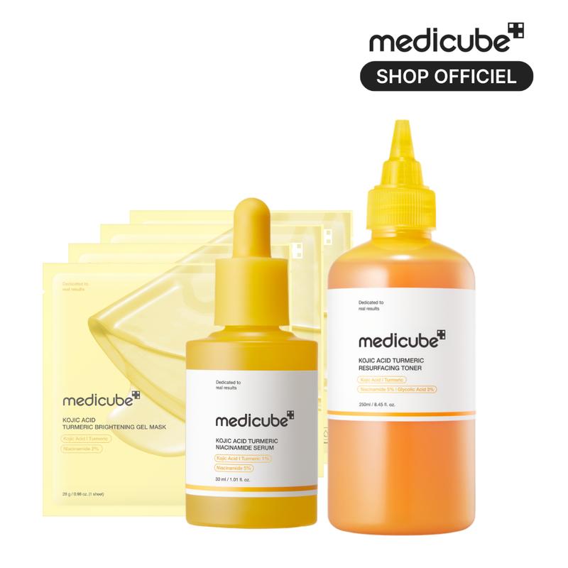 [medicube officiel] Kojic Acid Turmeric Power Trio | Le trio incontournable pour un teint éclatant | Aide à améliorer l’apparence des irrégularités du teint et à raviver l’éclat grâce à l’acide kojique, au curcuma et à la niacinamide