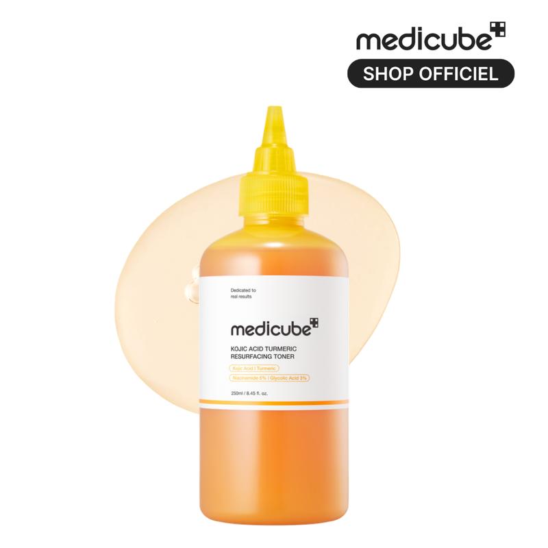 [medicube Officiel] Kojic Acid Turmeric Toner pour le visage | Toner quotidien pour le teint et le grain de peau irréguliers | Niacinamide, acide glycolique pour une peau nette effet glass skin | Skincare coréenne | 250ml