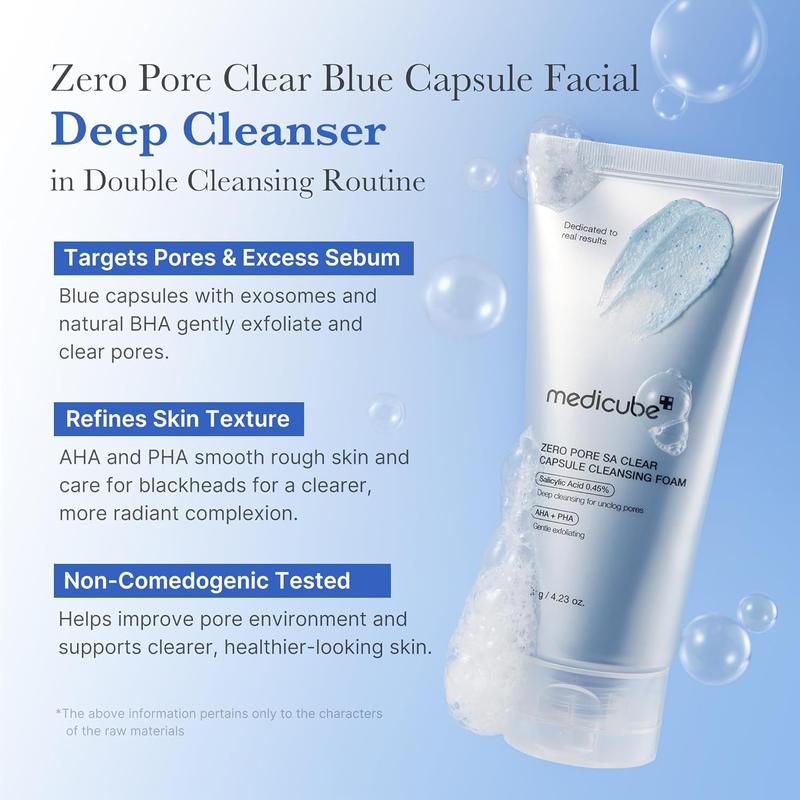 [medicube Officiel] Nettoyant Visage Zero Pore aux Capsules Bleues - Soin des Pores, Grain de Peau et Points Noirs |AHA, BHA & PHA | Double Nettoyage Quotidien | Skincare Coréenne | 120 g — vignette 2