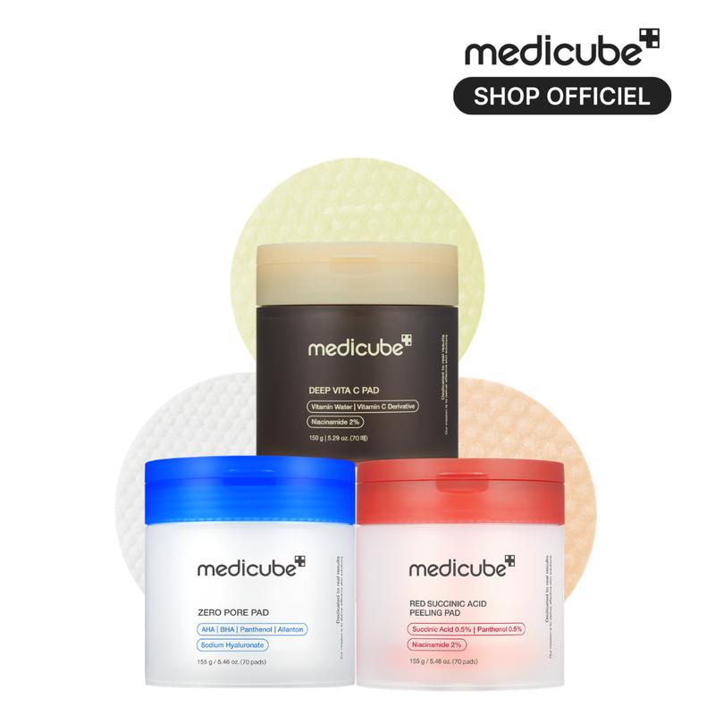[medicube Officiel] Set de Toner Pads Mix & Match | Pores, marques post-imperfections et éclat | Pour une peau nette à l’effet « glass skin » | Pads tonifiants pour une routine personnalisée