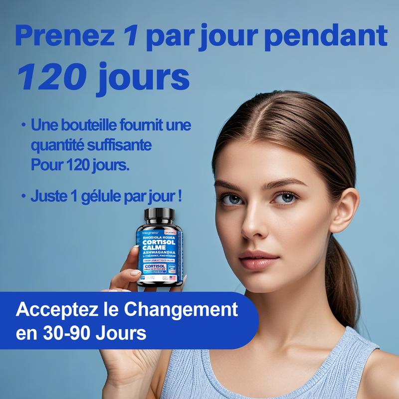 Megneta Ashwagandha KSM-66, Rhodiola & L-Théanine – Régulation du cortisol. Formule Liposomale pour Stress et Bien-être – 120 Gélules — vignette 2