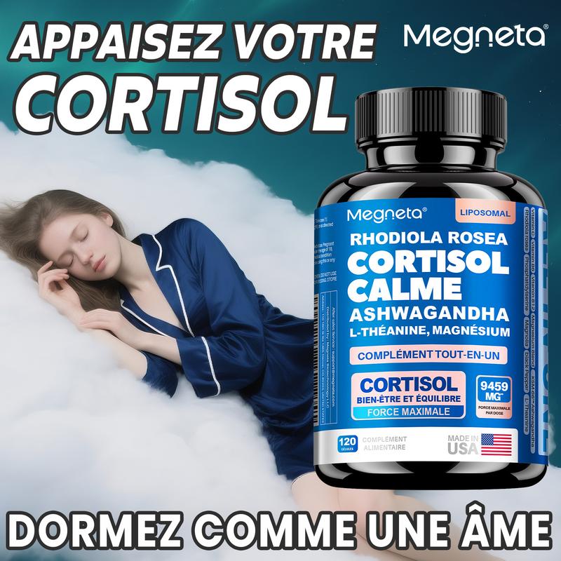 Megneta Ashwagandha KSM-66, Rhodiola & L-Théanine – Régulation du cortisol. Formule Liposomale pour Stress et Bien-être – 120 Gélules — vignette 5