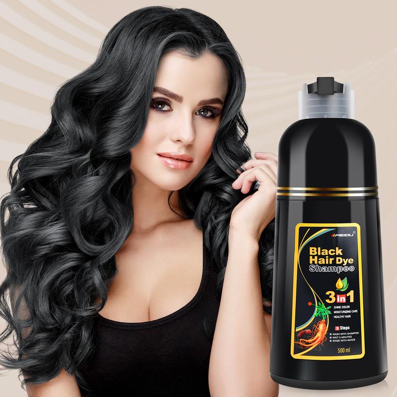 MEIDU Shampoo Colorant 3 en 1 pour Cheveux Noirs, Finition capillaire uniforme et naturelle, Formule enrichie d’ingrédients doux, Adapté pour homme et femme, Facile à Utiliser, Couleur Longue Durée, Résultat de Salon — vignette 5