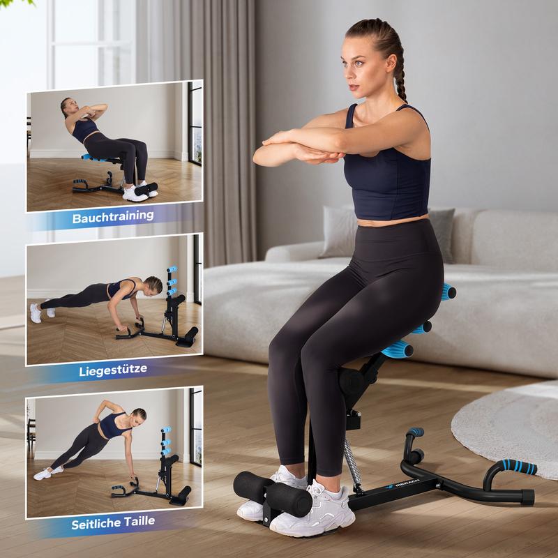 Merach appareil de squat profond, appareil de travail des fessiers réglable pour l’entraînement à domicile & le workout, appareil de sit up pour la zone des abdominaux, banc de musculation pour abdominaux, pompes — vignette 5