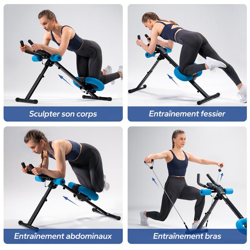 MERACH Machine d'entraînement Ab réglable, moniteur LCD, équipement d'exercice abdominal pliable, entraîneur de base pour le corps, les fesses, équipement de Fitness — vignette 2