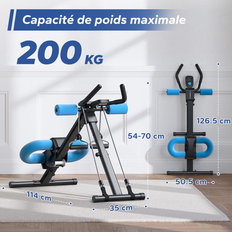 MERACH Machine d'entraînement Ab réglable, moniteur LCD, équipement d'exercice abdominal pliable, entraîneur de base pour le corps, les fesses, équipement de Fitness — vignette 7