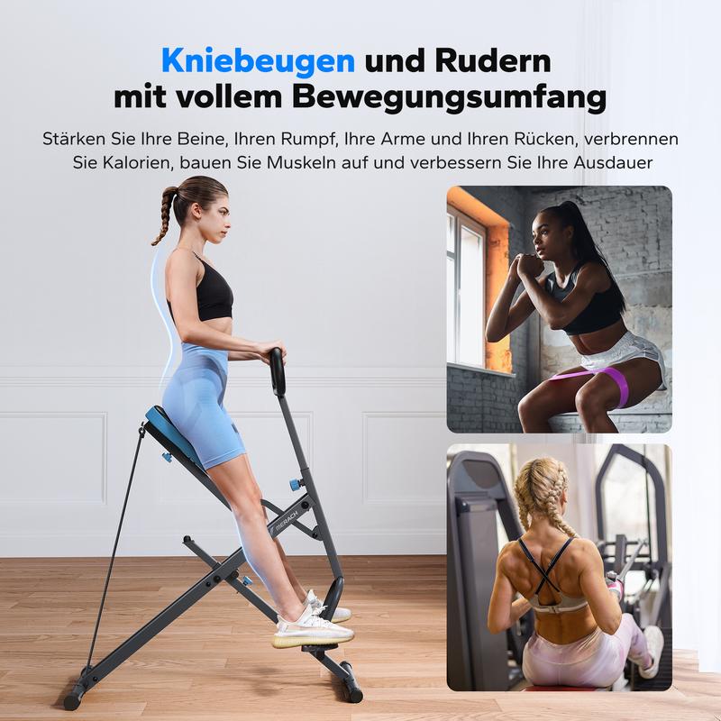 MERACH Machine d'exercice pour les fessiers, à résistance réglable, pliable, pour les jambes, avec une capacité de poids de 350 lb, à ramer — vignette 3