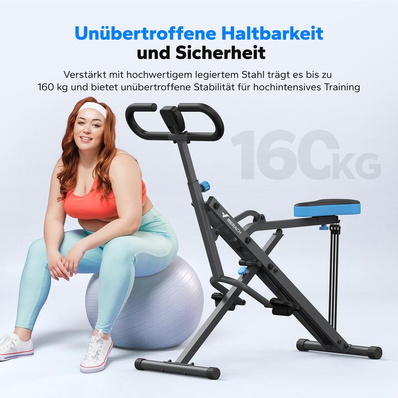 MERACH Machine d'exercice pour les fessiers, à résistance réglable, pliable, pour les jambes, avec une capacité de poids de 350 lb, à ramer — vignette 4