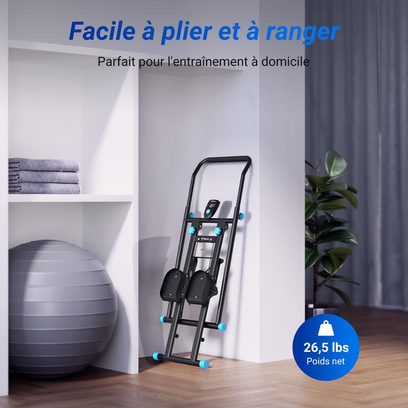 MERACH Marchepied d'escalier avec guidon, écran LCD, capacité de 300 lb, Machine d'exercice pour les entraînements, équipement de fitness à domicile pour femmes et hommes — vignette 3