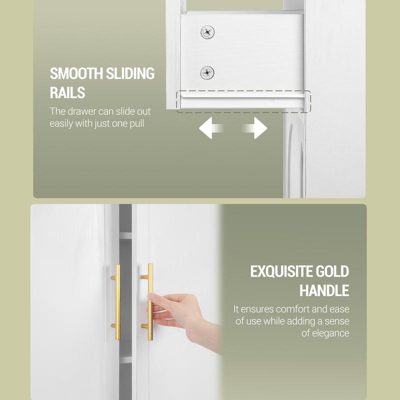 Meuble de cuisine Hzuaneri, armoire haute avec 4 portes, meuble latéral avec 1 grande tiroire, buffet, armoire pour salle à manger, étagères réglables, pour salle à manger, cuisine, salon — vignette 8
