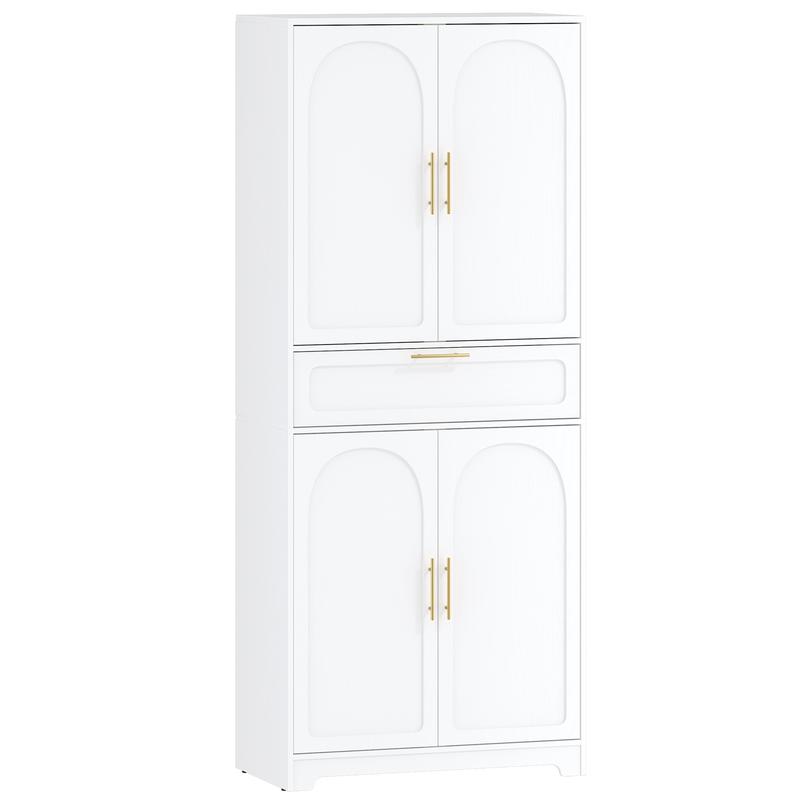 Meuble de cuisine Hzuaneri, armoire haute avec 4 portes, meuble latéral avec 1 grande tiroire, buffet, armoire pour salle à manger, étagères réglables, pour salle à manger, cuisine, salon — vignette 9