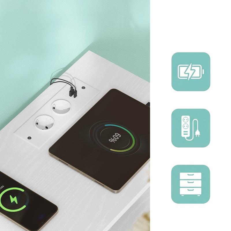 Meuble de rangement SONGMICS — doté d'un éclairage LED réglable et d'une prise électrique ; disponible en deux tailles (5 ou 7 tiroirs en tissu foncé) et coloris (blanc, noir ou marron) ; style moderne adapté aux chambres et aux salons. — vignette 6