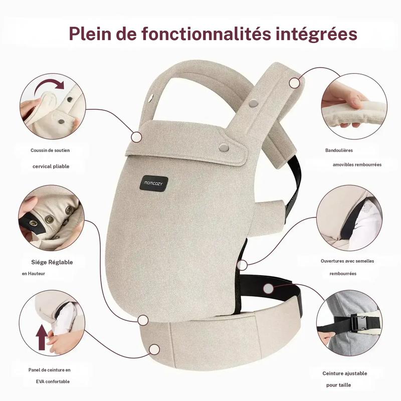 Momcozy écharpe ergonomique, confortable et légère, adaptée aux bébés de 3 à 20 kg, facile à enfiler, idéale pour une parentalité adaptée aux enfants — vignette 3