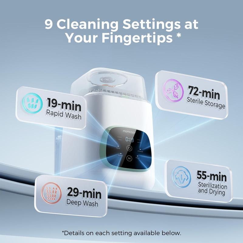 Momcozy KleanPal Pro - lave-biberon, stérilisateur et sèche-linge, Machine de nettoyage tout-en-un pour biberons, pièces de pompe et articles essentiels pour bébé, gain de temps et soins sans effort — vignette 5