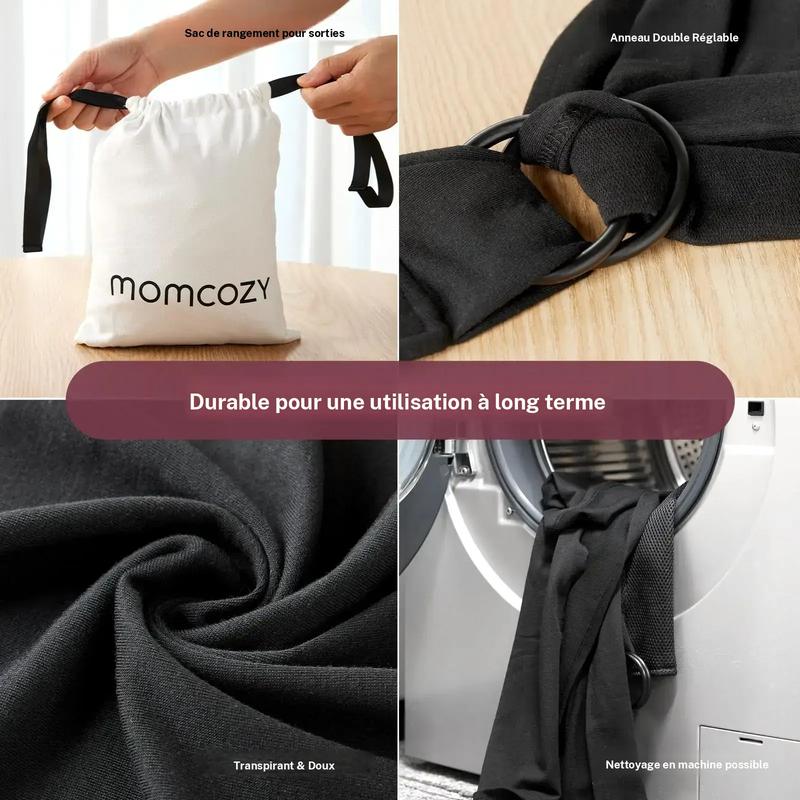 Momcozy - lit de soutien pour nourrissons, anneau de soutien facile à installer, enveloppe respirante à main levée, lit de soutien réglable de 3,6 kg à 15 kg (noir) — vignette 5