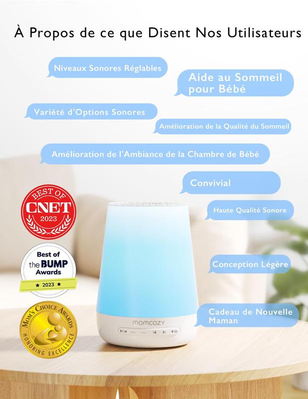 Momcozy Machine à Bruit Blanc,Sommeil à Bruit Blanc Portable pour Bébé Adulte,White Noise Machine avec 34 Sons,Bruit Blanc Bebe Thérapie,White Noise Machine Veilleuse 7 Couleurs,Contrôle APP,Timing — vignette 3
