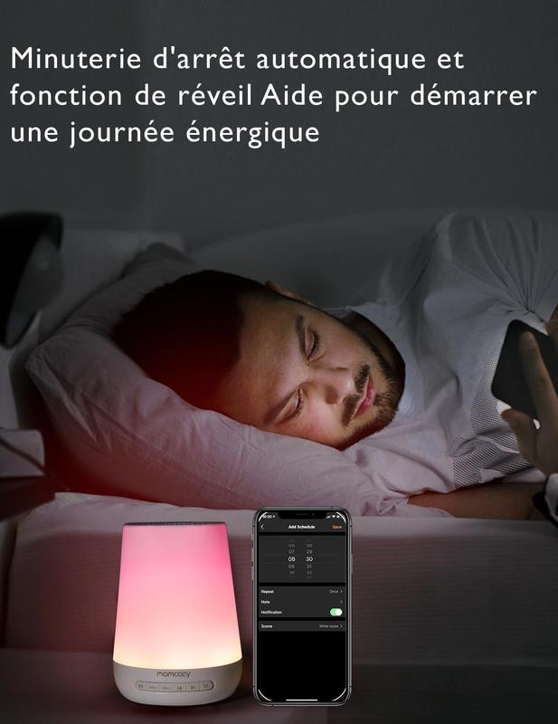Momcozy Machine à Bruit Blanc,Sommeil à Bruit Blanc Portable pour Bébé Adulte,White Noise Machine avec 34 Sons,Bruit Blanc Bebe Thérapie,White Noise Machine Veilleuse 7 Couleurs,Contrôle APP,Timing — vignette 8