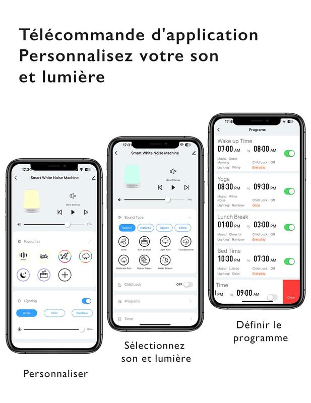 Momcozy Machine à Bruit Blanc,Sommeil à Bruit Blanc Portable pour Bébé Adulte,White Noise Machine avec 34 Sons,Bruit Blanc Bebe Thérapie,White Noise Machine Veilleuse 7 Couleurs,Contrôle APP,Timing — vignette 9