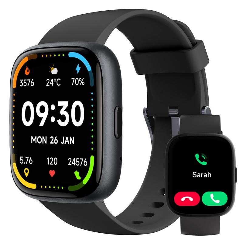 Montre connectée multifonction pour hommes / femmes, 1,83 inch, avec moniteur de pas / d'activité, podomètre, montre connectée pour répondre / passer des appels, Compatible Android iOS, idée cadeau pour lui / elle