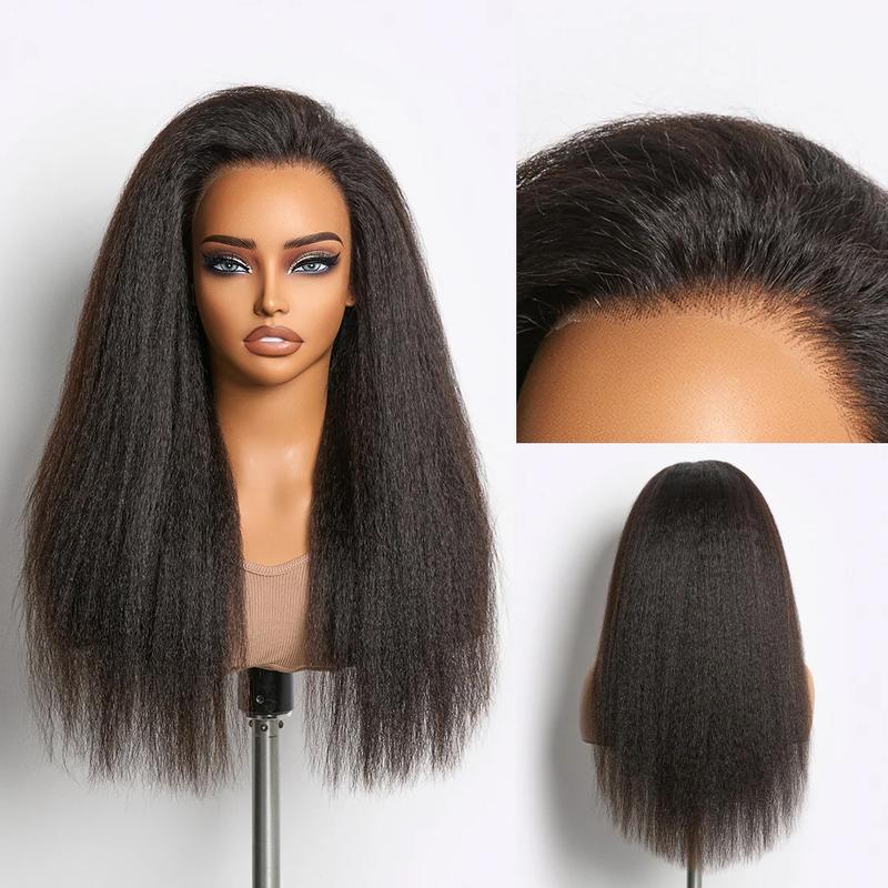 MORE FACE Perruque 360 HD Lace Kinky Straight Yaki 18-26’’ – Facile à poser, zéro colle, Cheveux humains, pré-décolorés et pré-coupés, idéaux pour les débutants #BackToSchool #DealDrops — vignette 4