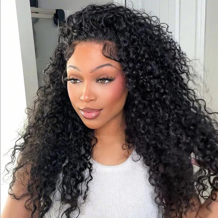MORE FACE Perruque sans colle 360° ondulée invisible avec cordon de serrage, installation rapide, perruques en cheveux humains HD pré-décolorées et pré-coupées, idéales pour les débutants et version Kinky Straight #BackToSchool #DealDrops — vignette 2
