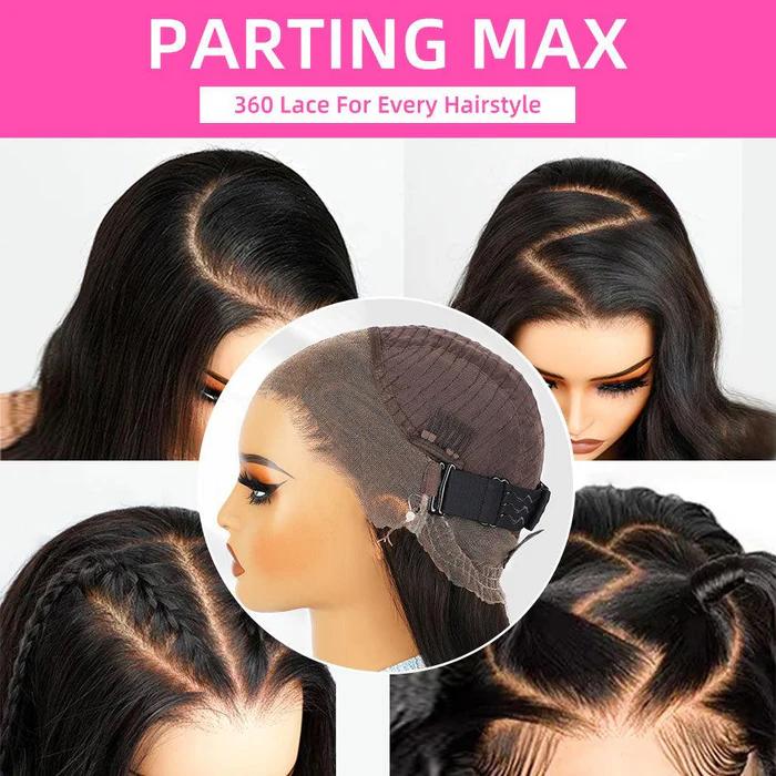MORE FACE Perruque sans colle 360° ondulée invisible avec cordon de serrage, installation rapide, perruques en cheveux humains HD pré-décolorées et pré-coupées, idéales pour les débutants et version Kinky Straight #BackToSchool #DealDrops — vignette 6