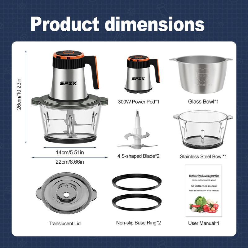Multifonction robot cuiseur SPZK 300W, bouilloire inox+verre,lavage rapide, livraison gratuite, Blender, indispensable en cuisine — vignette 9